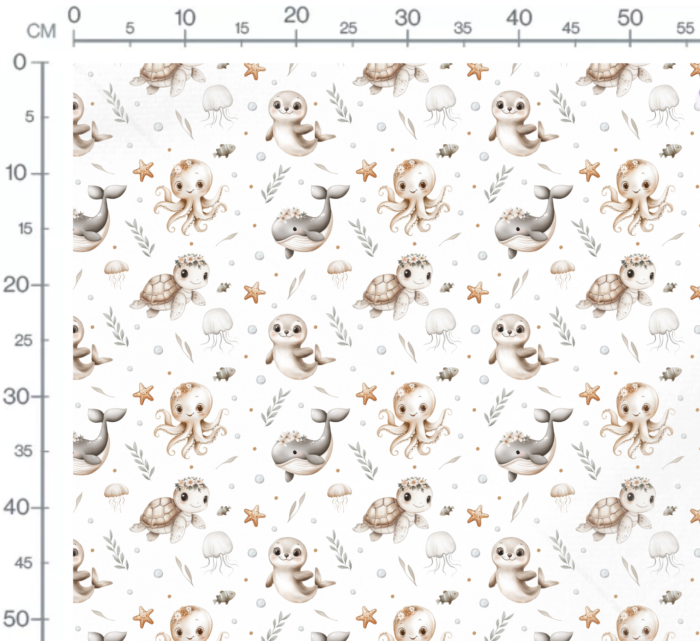 Tissu Imprimé Ocean Animaux Mignons , 11 tissus au choix – Image 2