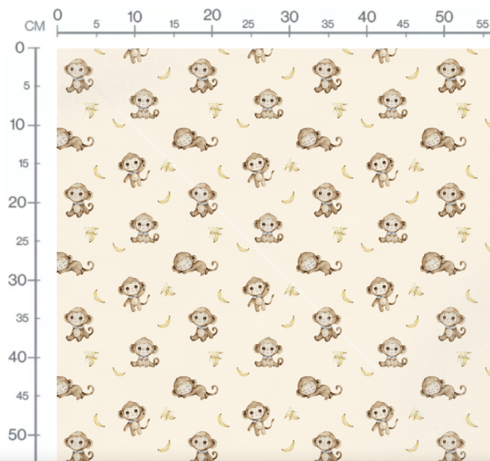 Tissu Imprimé Singe Mignon Banane Beige, 10 tissus au choix – Image 2